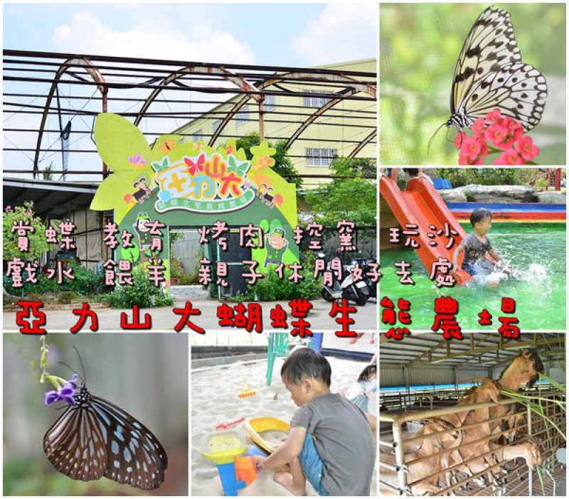 【台南仁德區】『亞力山大蝴蝶生態農場』工業區裡的桃花園，賞蝶 教育 烤肉 控窯 玩沙 戲水 餵羊 親子休閒好去處