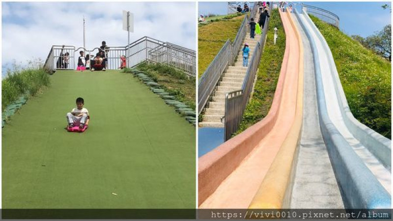 圓圓家出去玩-<新北中和>中和員山公園遊逸之丘，超刺激滑草場，彩色超長溜滑梯~超大沙坑，攀爬網，放電小孩好去處