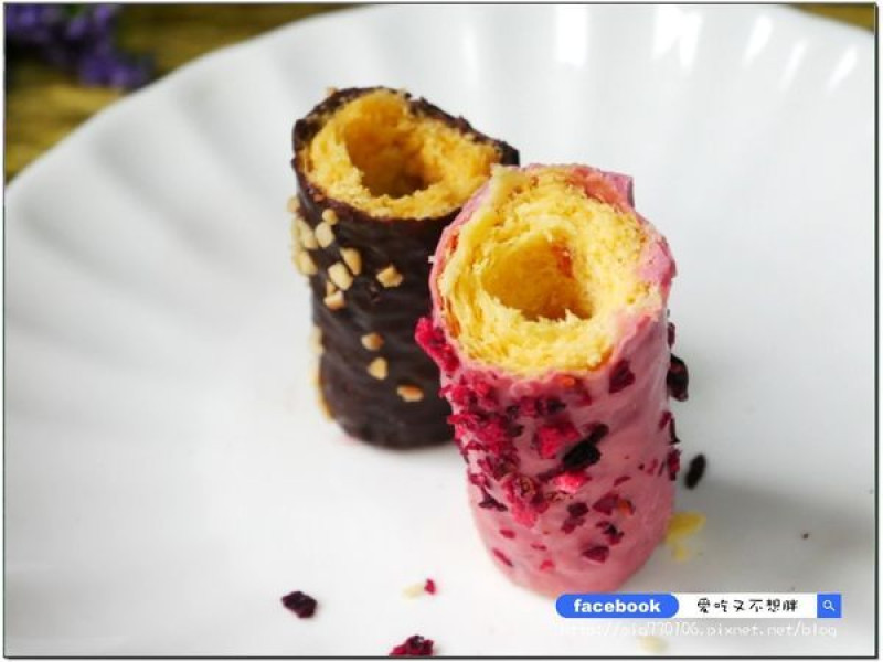 【宅配】好吃蛋捲帶給你幸福滋味❤IG新寵兒~粉紅莓果RUBY巧克力/榛果黑巧克力蛋捲！蛋捲中的精品品牌-青鳥旅行