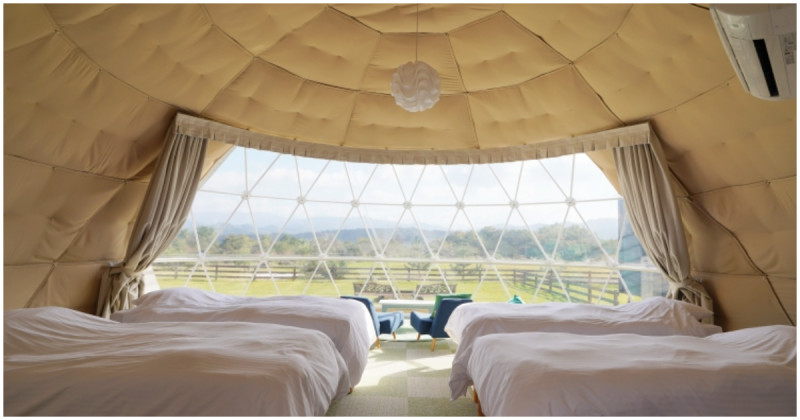 露營控鳥取住宿首選！只有5間豪華帳篷「 Moiそらやま」，提供鳥取和牛BBQ。