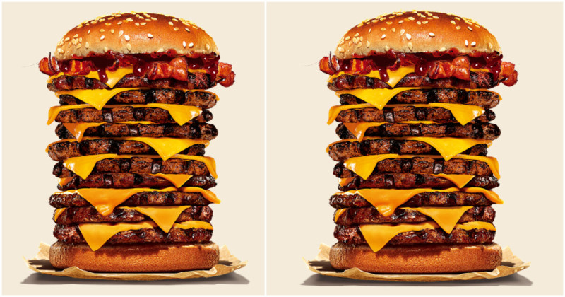 漢堡王10層犇牛堡回歸！10層牛排 10層起司大份量，只剩8天衝漢堡王。