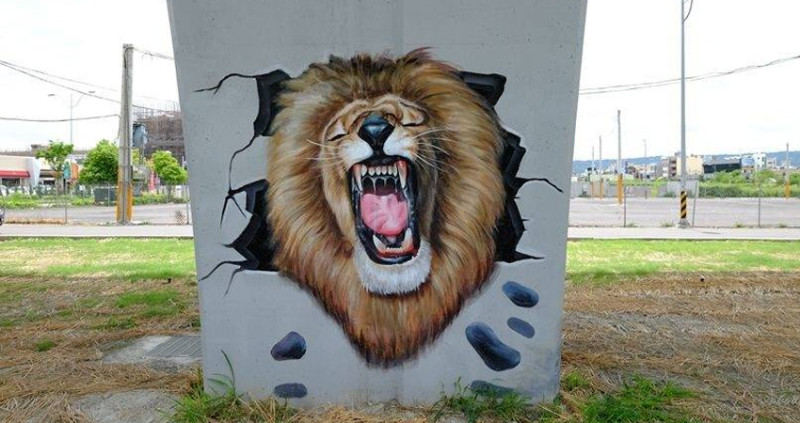 【彰化。員林市】有夠好萊塢！員林3D立體彩繪新地標完整版『龍燈九柱+龍燈鐵道』，鯊魚、恐龍、大象、金鋼"破牆而出"場景，就在這裡立體重現啦！